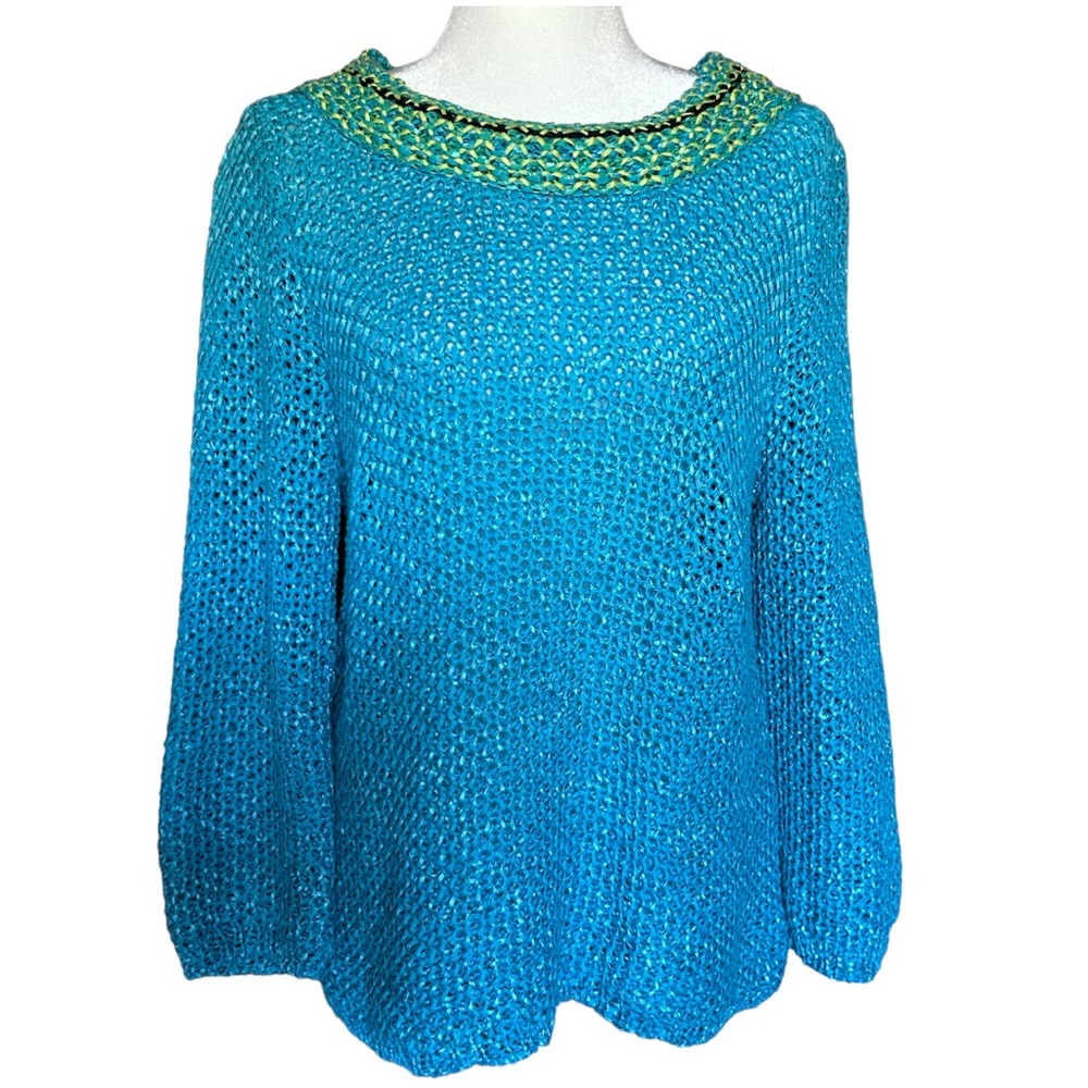 Ruby Rd. Blue & Green Knit Top‎ Women’s size Medium